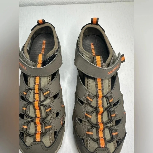 Merrell Hydro H2O Hiker Sandals Boys Size 3M Gray Orange Leather Strap - Picture 11 of 11
